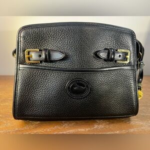 Dooney & Bourke Vintage AWL Pebbled Black on Black Buckle Bag, Made in America